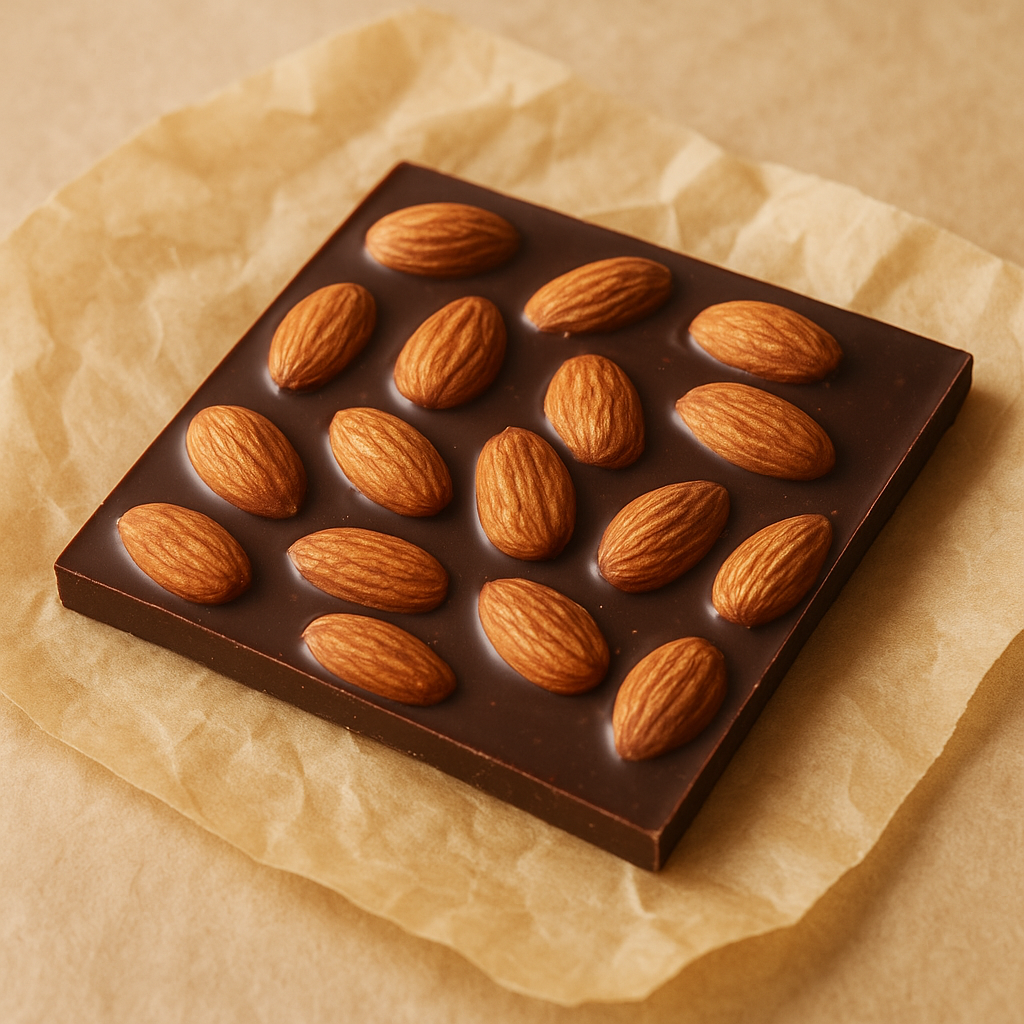 Dark chocolate bar with almonds