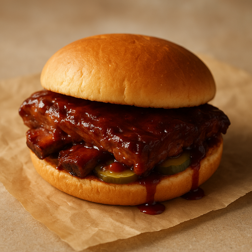 Barbecue pork rib sandwich