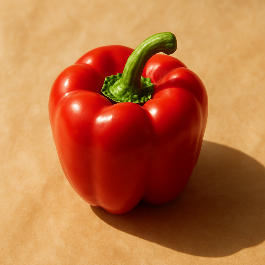 A fresh green bell pepper