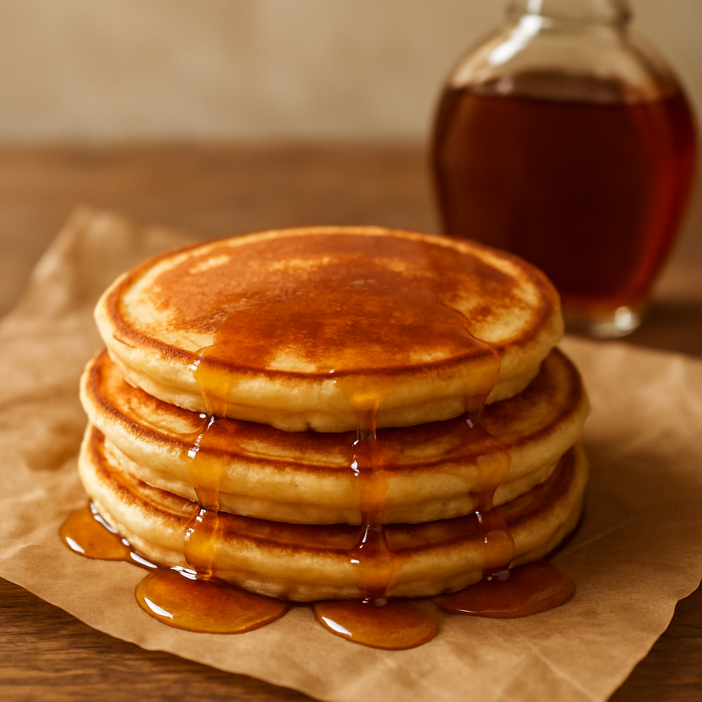 Amber maple syrup in a glass bottle