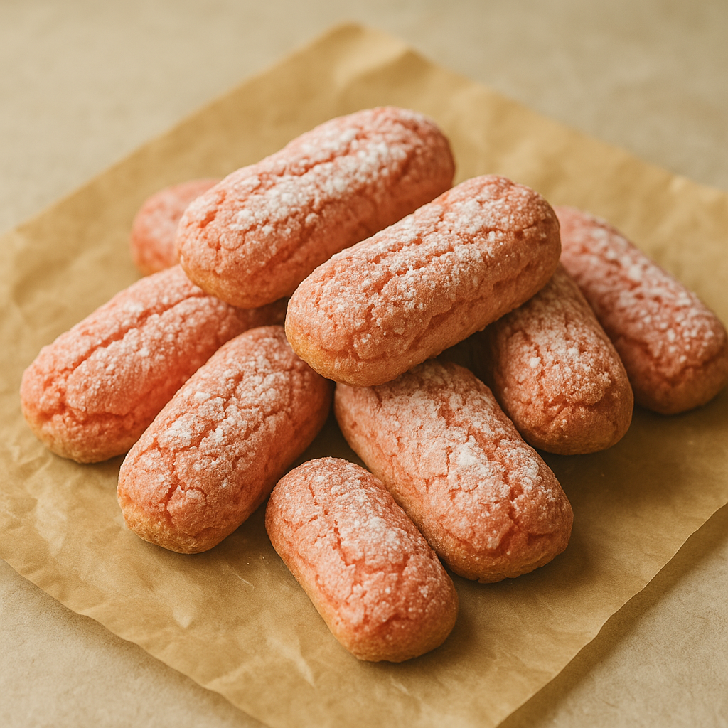 Pink-hued crisp biscuits