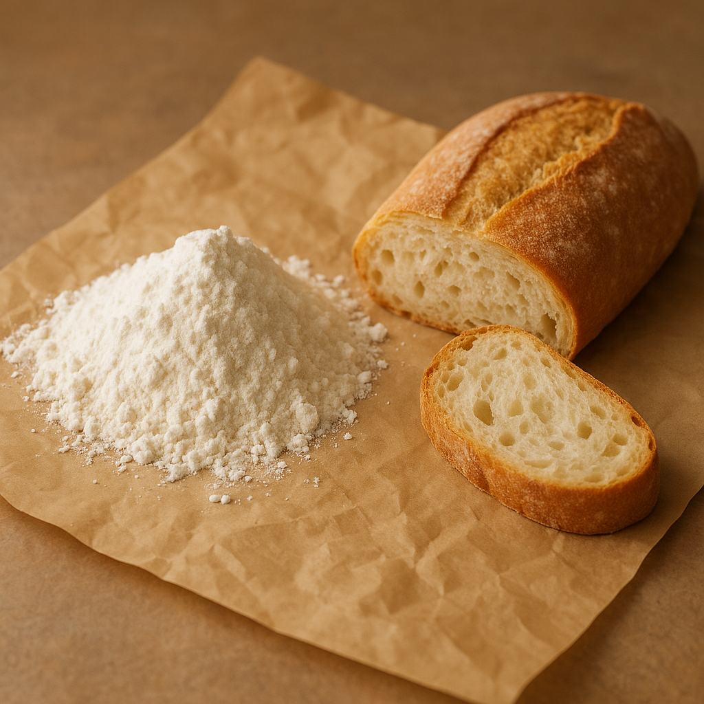 A bag of white bread flour