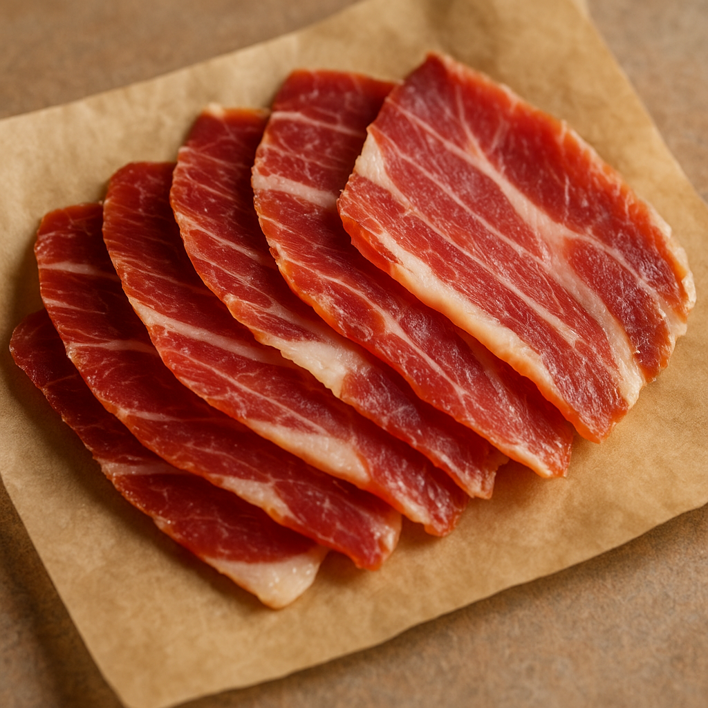 Thinly sliced cured pork loin