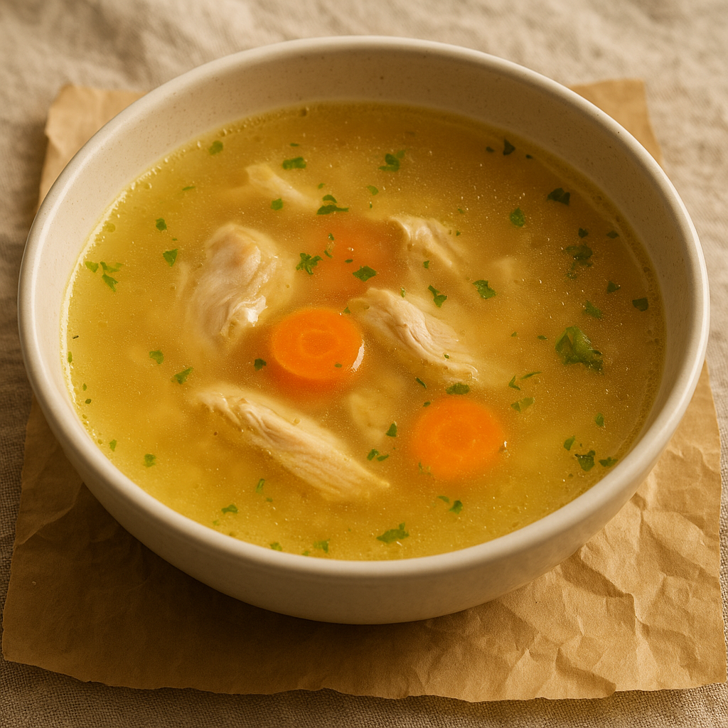Chicken broth in a carton