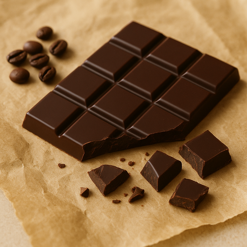 Dark chocolate bar with coffee infusion