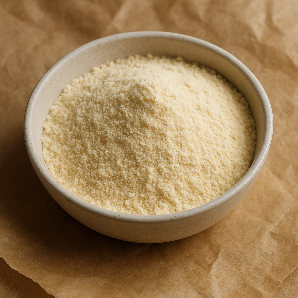 Collagen powder in a scoop
