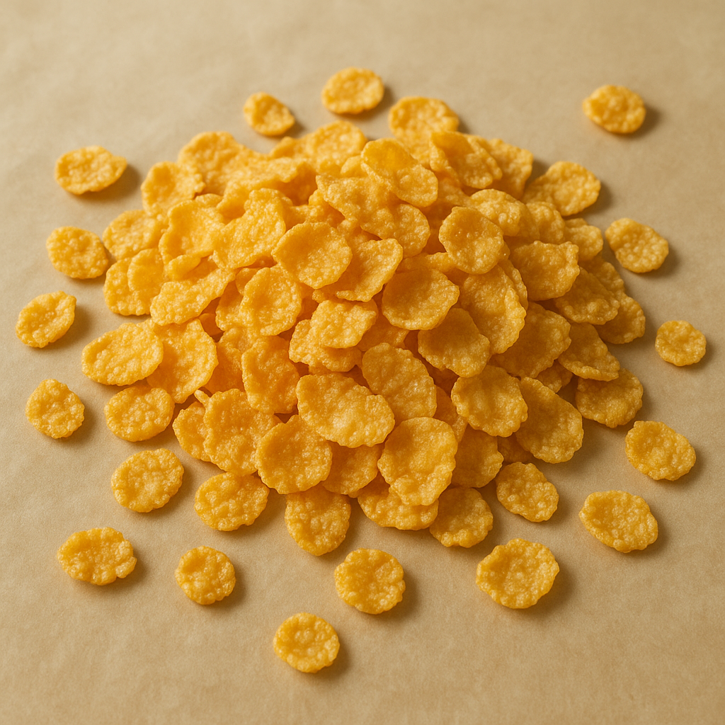 Toasted corn flakes in a bowl