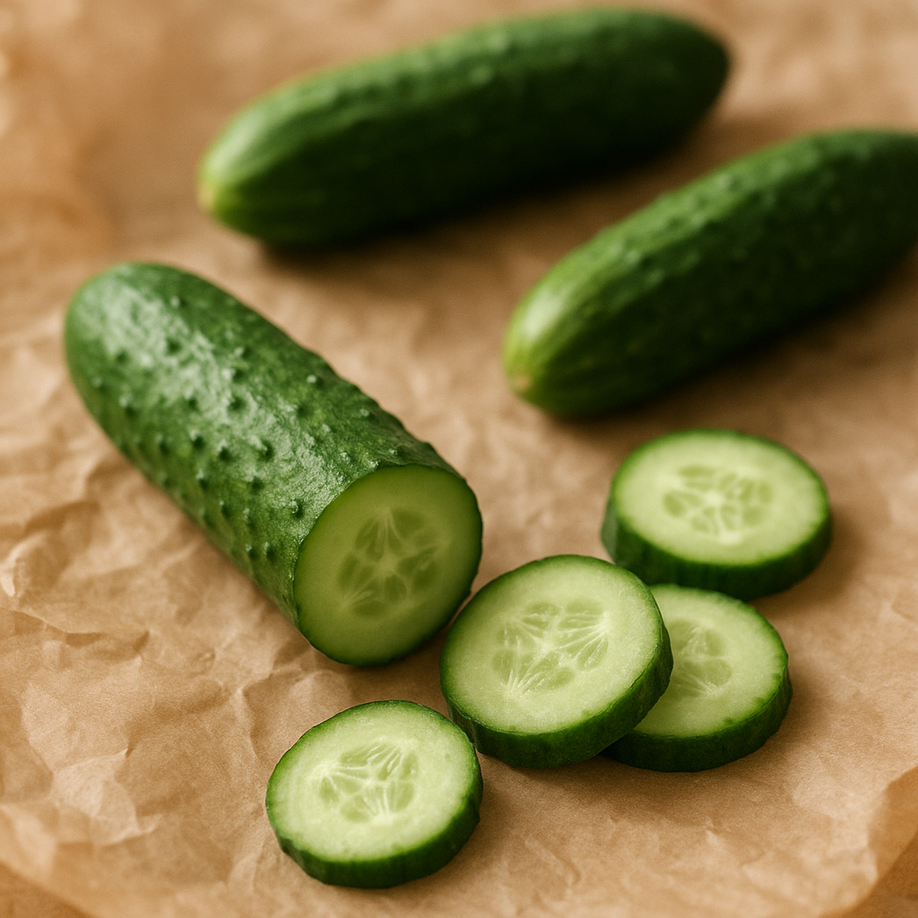 Fresh green cucumbers