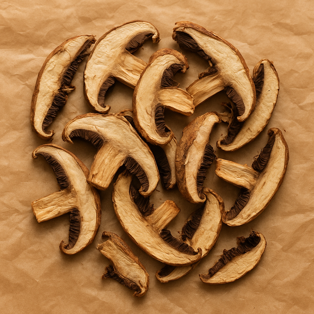 Dried sliced portabella mushrooms