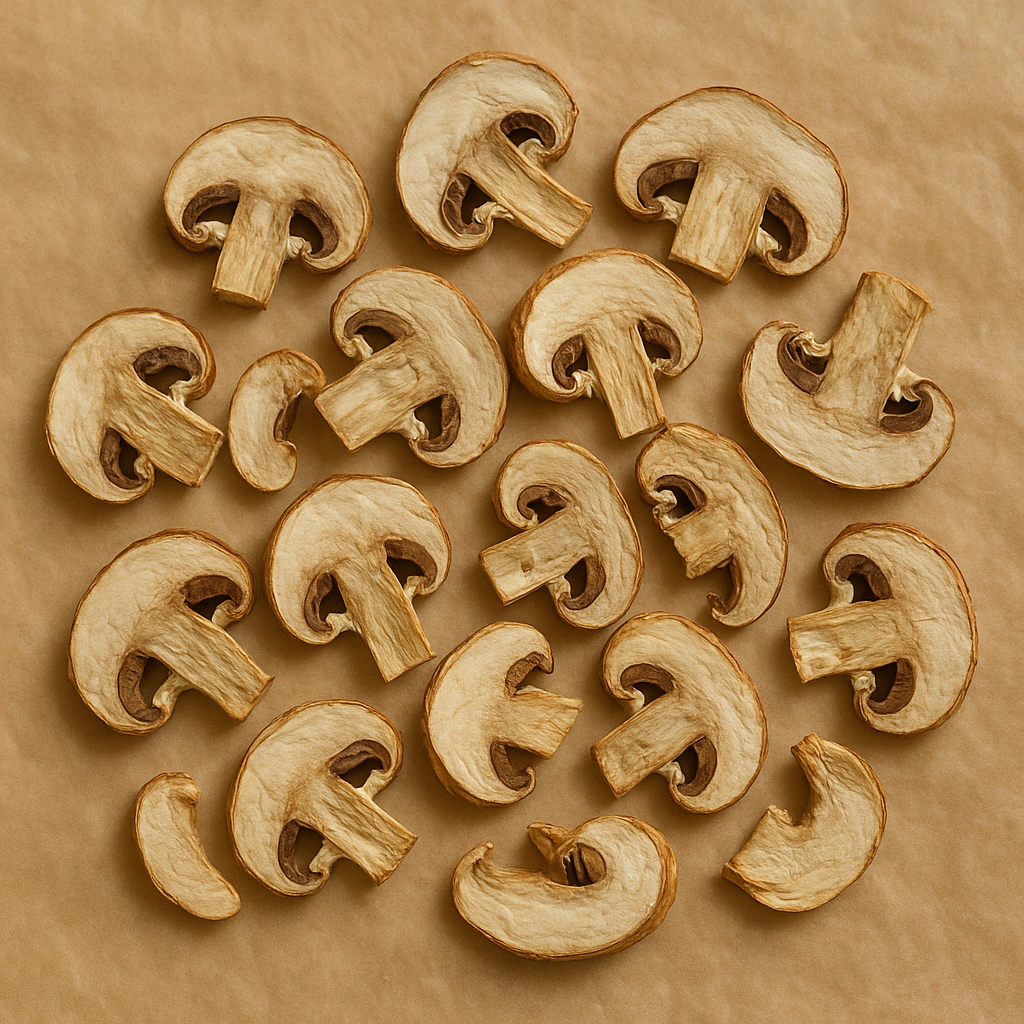 Dried sliced white mushrooms
