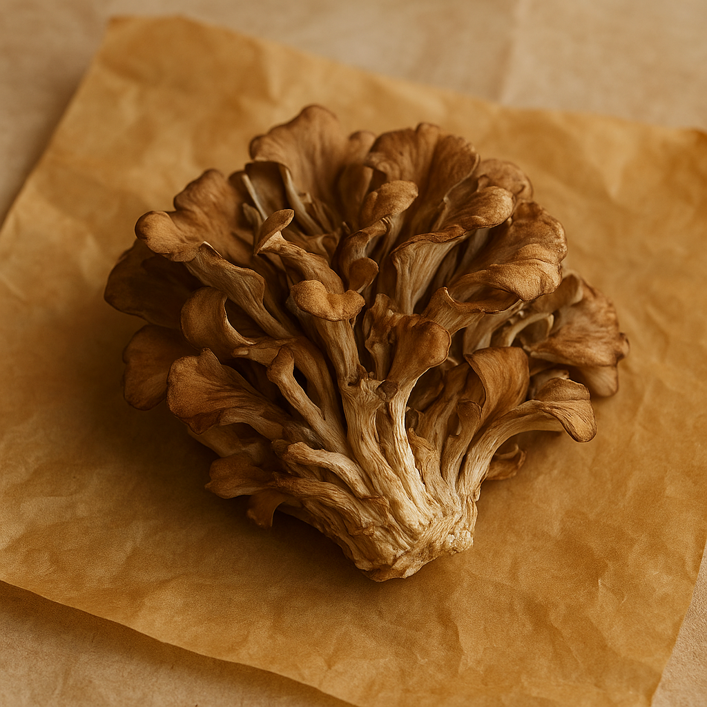 Dried whole maitake mushrooms