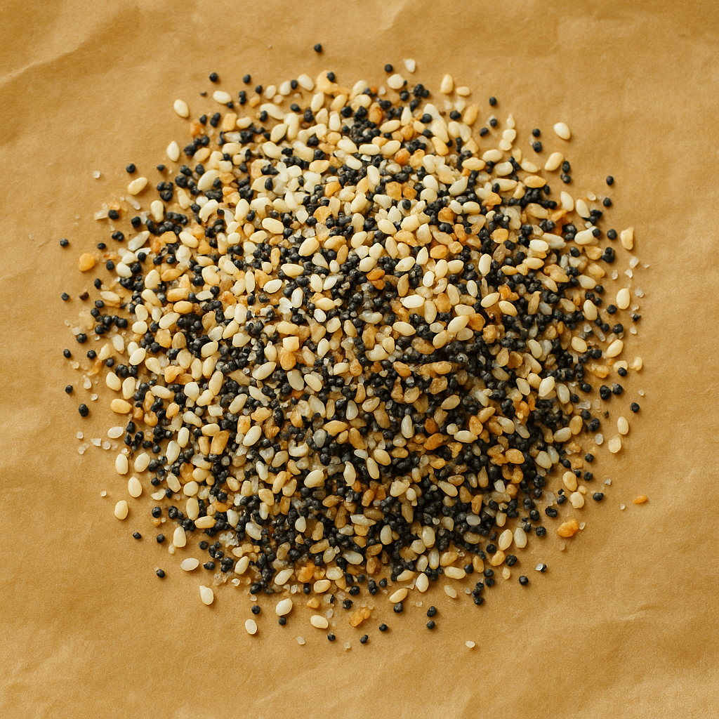 Sesame, garlic, onion, and salt seasoning blend