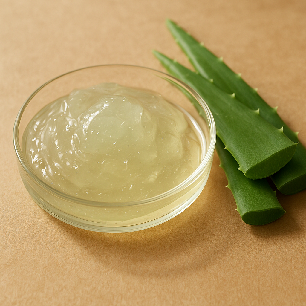 Clear aloe vera gel in a bottle