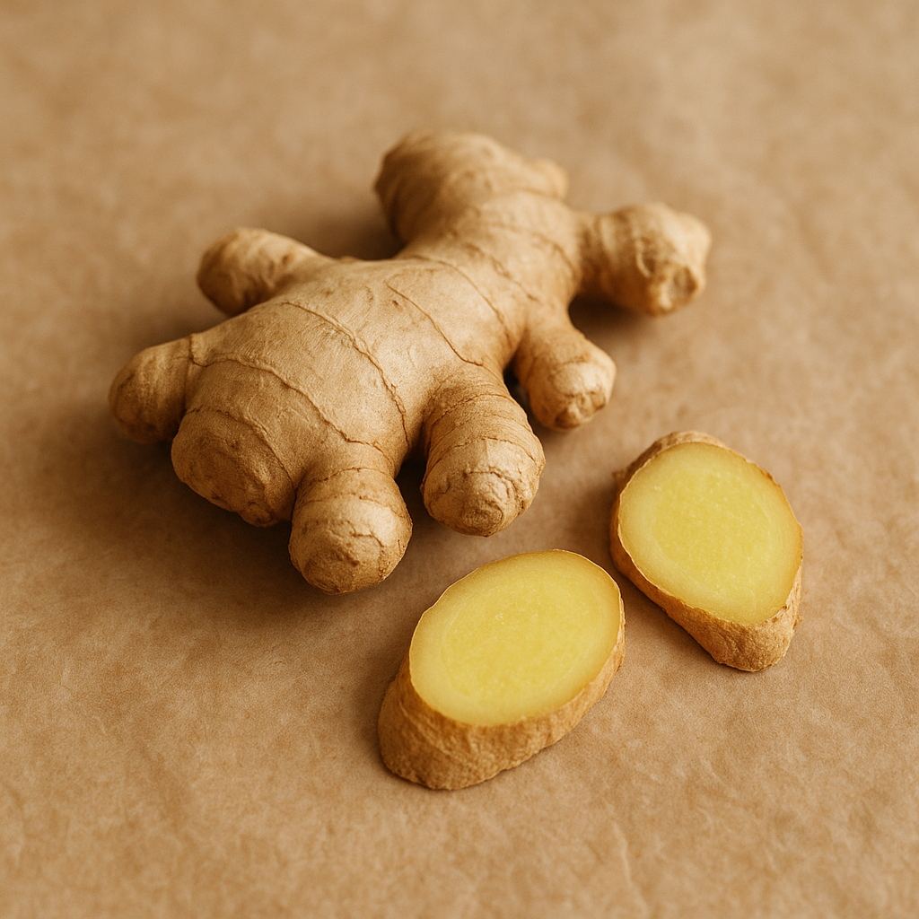 A piece of fresh ginger root