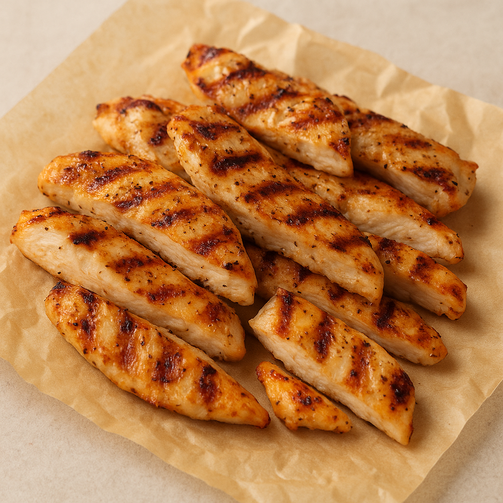 Grilled chicken breast strips