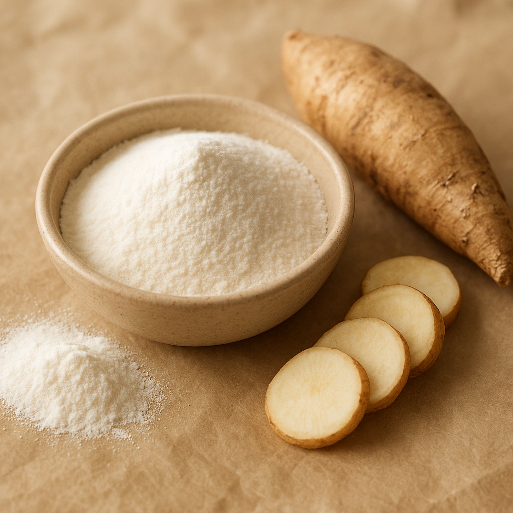 White inulin powder in a scoop