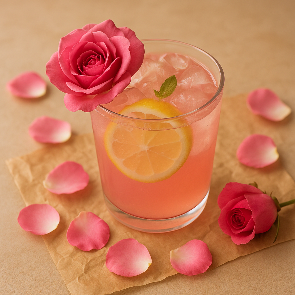 Rose-infused lemon drink