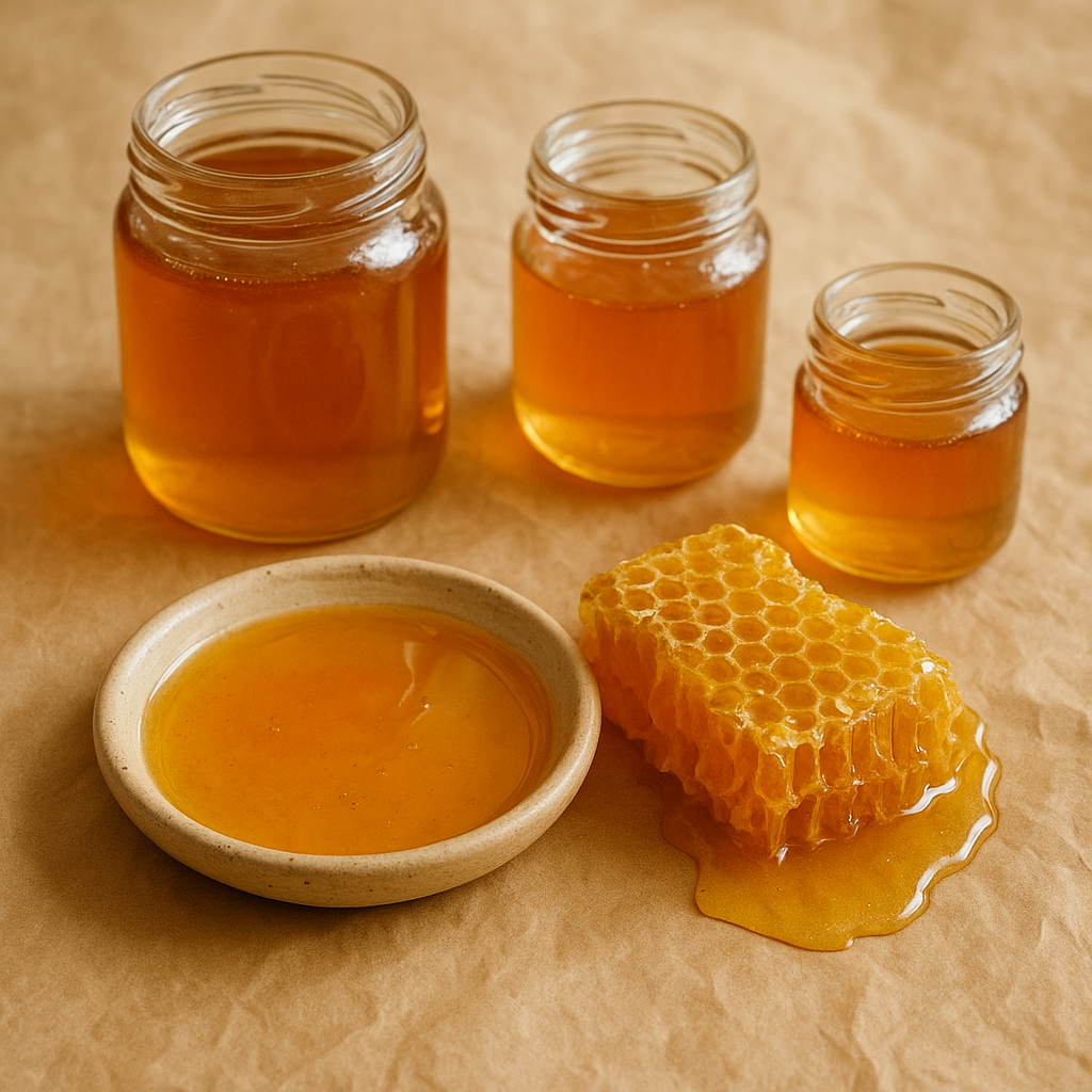 A jar of golden honey