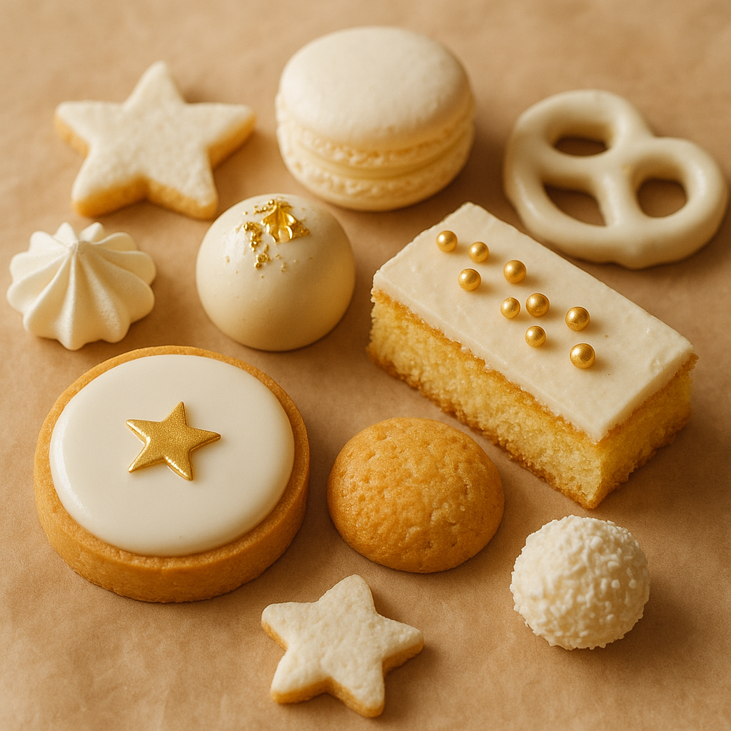 Edible white and gold Christmas sprinkles