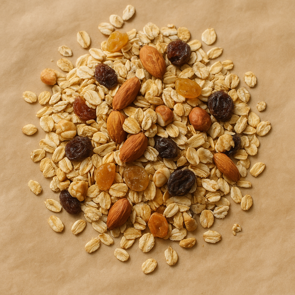 Rolled oats, dried fruit, and nut blend