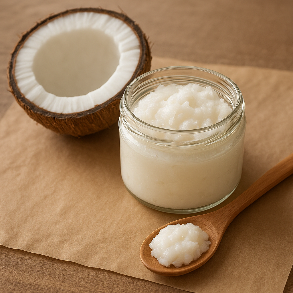 Organic coconut oil in a jar