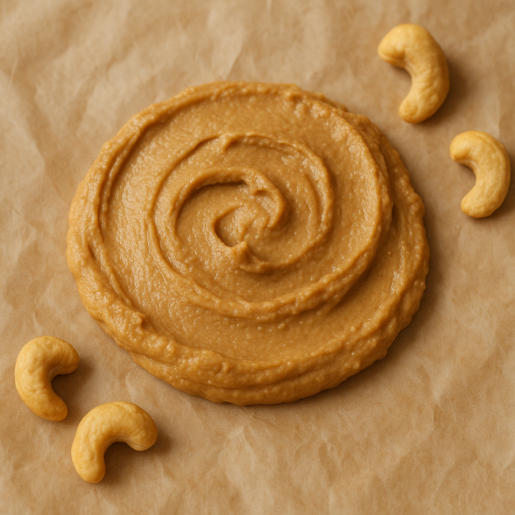 Creamy cashew butter in a jar