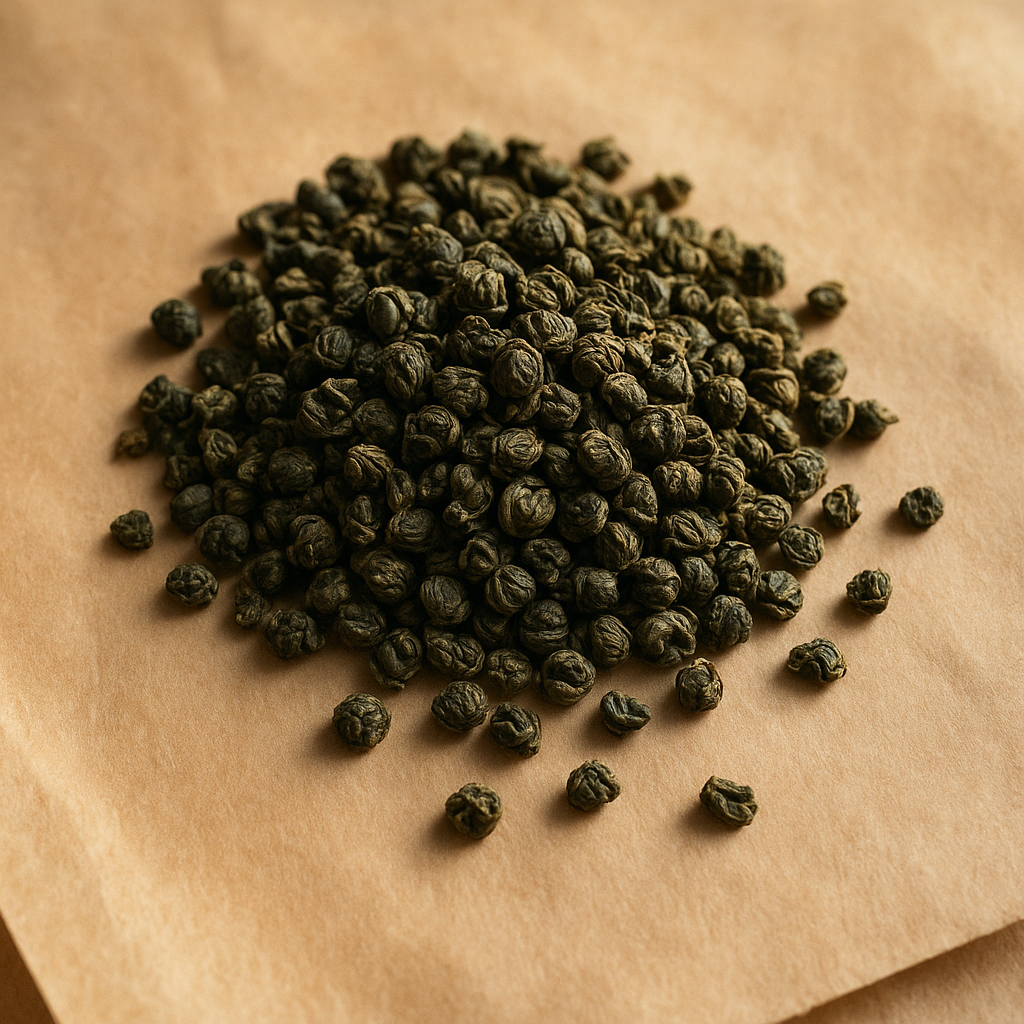Rolled green tea leaves