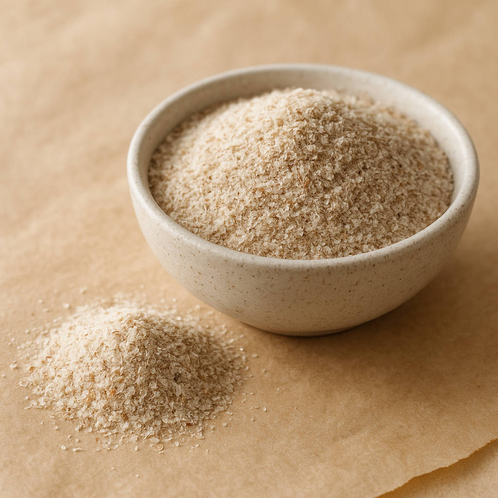 Psyllium husk powder in a bowl