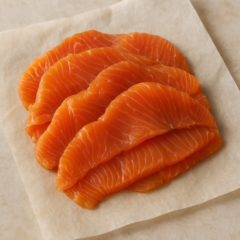 Smoked salmon slices