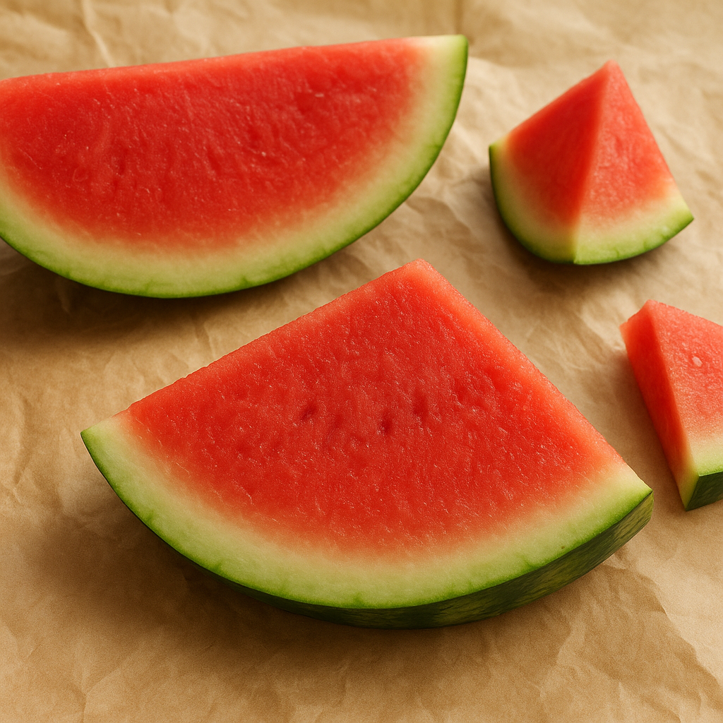 A whole seedless watermelon