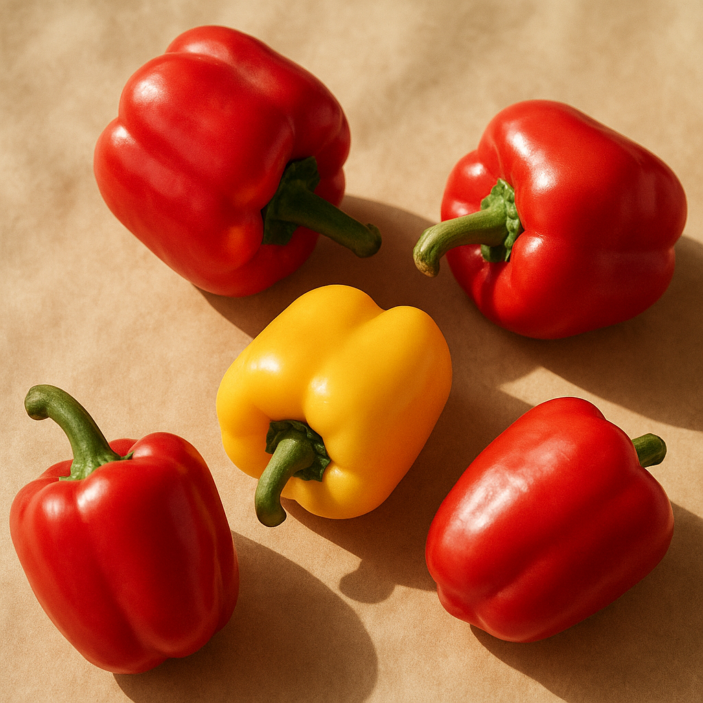 A fresh red bell pepper
