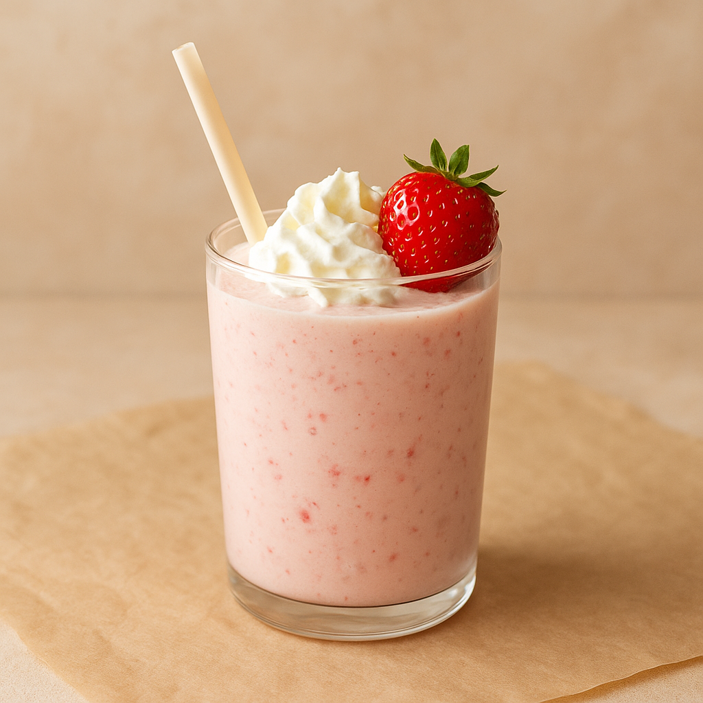 Frozen vanilla and strawberry dessert drink