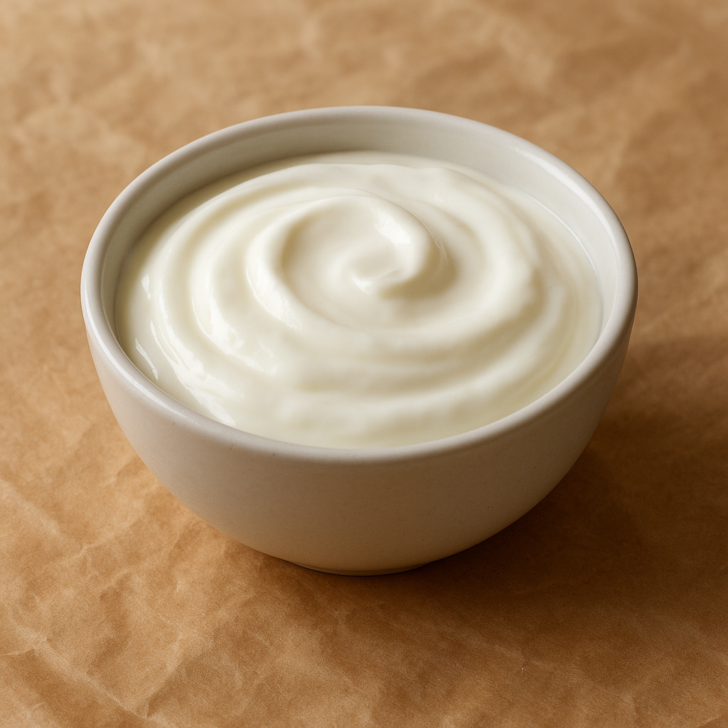 A large tub of plain Greek yogurt.